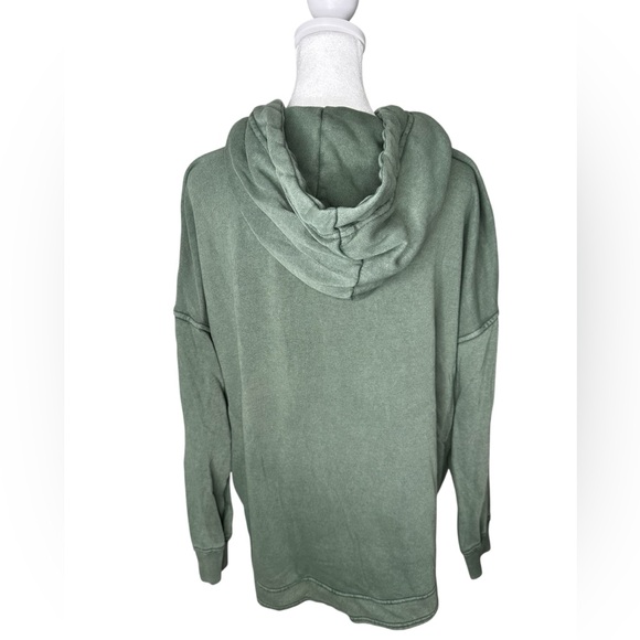 Aerie Beach Weekend Sage Green Half Button-Up oversized Hooded Sweater - Picture 4 of 14